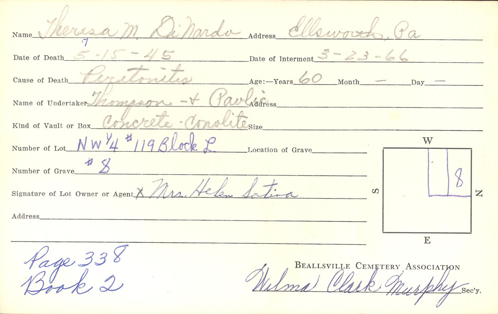 burial card